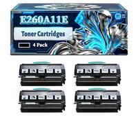E260A11E Toner Cartridges Compatible for Lexmark E260D E360DN E460DW E260DN E460DN E360D E460DTN Printers, With Chip Large Capacity 4500 Pages (4 Pack Black)
