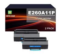 E260A11P Toner Cartridge Compatible For Lexmark E260 E260d E260dn E360d | E260A11P Toner Cartridges Replacement For E360dn E460dn E460dw E462dtn E463 E464, 3500 pages, with chip(2 PACK)