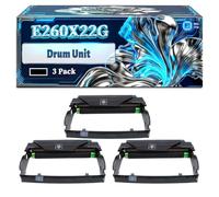 E260X22G Drum Unit Compatible for Lexmark E260 E260d E260dn E360 E360d E360dn E460 E460dn Printers, With Chip Large Capacity 40000 Pages (3 Pack Black)