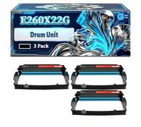 E260X22G Drum Unit Compatible for Lexmark E260 E260d E260dn E360 E460dn E360d E360dn E460 E460dw E462dtn Printers, With Chip Large Capacity 30000 Pages (3 Pack Black)