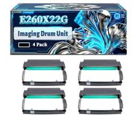 E260X22G Imaging Drum Unit Compatible for Lexmark E260 E260d E260dn E360 E360d E360dn E460 E460dn E460dw E462dtn X262 X364dn X463de Printers, With Chip Large Capacity 30000 Pages (4 Pack Black)
