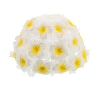 E27 3D Plumeria Flower Lampshade Bell-Shaped Floor Lamp Shade | Handcrafted Construction with Floral Printed Cloth, Modern Hawaiian Style, Soft Even Light Diffusion for Bedside Lamps
