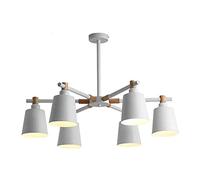 E27 Adjustable Girls Room During Lights Industrial Iron Chandelier Vintage Rustic Wood Ceiling Light Fixtures for Living Room Dining Room Bedroom-Sub-White 6 Head