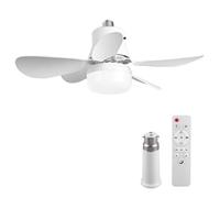 E27/B22 Ceiling Fan with Light and Remote, 30W 40cm Screw in Ceiling Fan with 5 Blades, Silent Ceilings Fans Dimmable LED 3000-7000K Stepless Dimming, Light Bulb Fans for Bedroom Kitchen Small Space