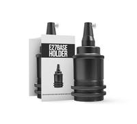 E27 Base Lamp Holder Satin Black Screw Light Fitting with Double Shade Ring Threaded Bottom Entry Durable Heat Resistant Pendant Bulb Socket for DIY, Home,Office Lighting UK Mains