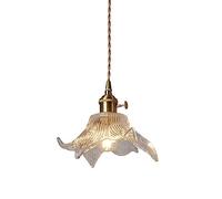 E27 Base Single-head Hanging Light,Flower-shaped Glass Little Pendant Lamp,Japanese Pastoral Style,Bedroom Coffee House Tearoom Decorative Lighting Fixtures