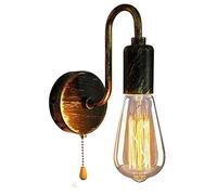 E27 Black Indoor Vintage Wall Lights with Pull Cord Switch, E27 Retro Industrial LED Adjustable Wall Lamp Indoor Home Lights Fixture Gold Metal Wall Sconces Headboard Bedroom Nightstand Living Room