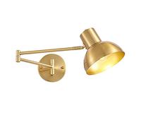 E27 Brass Wall Light Adjustable Swing Arm Wall Lamp Reading Lights Gold Bedroom Bedside Lamps Indoor Wall Lighting for Living Room Study Office Restaurant