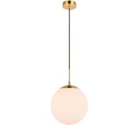 E27 Brushed Brass Sputnik Ceiling Light,Milky White Ball Hanging with Handblown Glass Lampshade,Fixture Chandelier Magic Bean Molecular Globe Lamp During-The Same,Modern