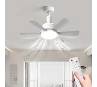 E27 Ceiling Fan with Light and Remote,LED Dimmable Modern Mute Ceiling Fans,46cm Light Bulb Fan,Ceiling Fans Lamp,3 Speeds 3 Colours 3000K-6500K,Timer,Ceiling Fan Light for Bedroom,Living Room (White)