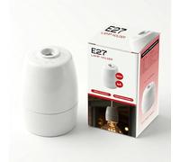 E27 Ceiling Lamp Holder White Ø60mm 220V ES Edison Screw Light Socket Heat Resistant Plastic Brass Terminals for LED CFL Incandescent Bulbs DIY Pendant Fitting