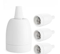 E27 Ceramic Bulb Holder with Cord Grip Porcelain Socket Heat Resistant 0.25A 240V Pendant Light Socket LED Bulbs Easy Install Ceiling Lamp Fitting,Replacement UK White - 4Pack