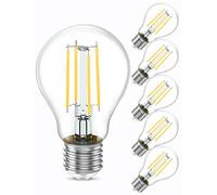 E27 Edison Screw Bulb 60W Equivalent, 8W 2700K Warm White LED Clear Filament Bulb, 806 Lumens, Non-Dimmable, A60 Classic Vintage Energy Saving LED Bulb, 6-Pack