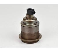 E27 ES Brass Bulb Lamp Holder & Cord Grip | Threaded Skirt | Old English Brass