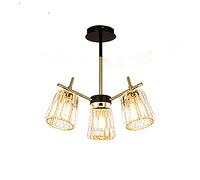 E27 Farmhouse Industrial Iron Chandelier,Luxury Semi Flush Mount Crystal Ceiling Lamp,Modern During Lights for Living Room Dining Room Bedroom-Black and d 56 * 45cm