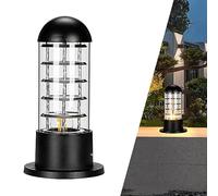 E27 Garden Column Lamp Glass Post Light Antique Retro Outdoor Pillar Light IP44 Pedestal Light Lantern Waterproof Aluminum Courtyard Path Fence Gate Patio Porch Decorative Bollard Lighting (B)
