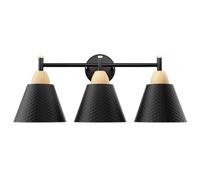 E27 Indoor Wall Light Vintage Metal Wall Lamp Industrial Iron Wood Look Bedside Lamp Retro Rustic Black Sconce 3 Flames for Bedroom Study Living Room