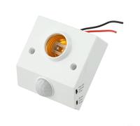 E27 Infrared Motion Sensor Lamp Socket Holder with Adjustable 3-5m Detection Range & 16/32/262s Delay, for LED Bulbs, White, 86x86x30mm