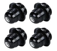E27 Lamp Holder Black 4-Pack - Bakelite Edison Screw Bulb Holder with 10mm Threaded Entry & Shade Ring for Table, Ceiling, Pendant Light Fittings
