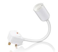E27 Lamp Holder with Switch, Flexible Bulb Holder Plug in Wall Light Screw Socket Holder White, Light Bulb Adapter Extension 20CM Gooseneck for Bedroom, Kitchen, Office(Without Bulb)