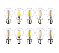 E27 LED energy-saving light bulb,antique style Edison retro LED 4W/40W incandescent bulb equivalent,non-dimmable,Daylight white 6500K,A60 small Edison screw transparent bulb, 400lm,AC220-240V 10 pack