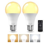 E27 LED Light Bulbs with Remote Control, 9W LED Bulbs 60W Equivalent, 3000K-6000K Stepless Dimmable, E27 Base, Remote Control Light Bulbs with Timing, Memory Function, for Home Decor, 2Bulb & 1Remote