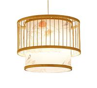 E27 Light Source Single Hanging Bamboo Chaner, Hollow Woven Rattan Lamp Shade, Stylish Ceiling Lighting for Home Decor