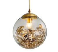 E27 Light Source Single Head Pendant Lamp, Creative Round Glass Hanging Lamp Shade, Ceiling Lighting Fixtures, Living Room Bedroom Study Room Decoration Pendant Light