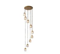 E27 Long Crystal Chandelier,Nordic Duplex Apartment Chandelier,Living Room Revolving Stairwell Post- Minimalist Crystal Chandelier-Gold. 9 Head,Retro Lights Fixture
