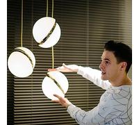 E27 Modern Pendant Lamp Ball Metal Pendant Lights Restaurant Decoration Lighting Height Adjustable Bedside Lamp Acrylic Shade Creative Hanging Lamp Bedroom Corridor Cafe Bar Chandelier ( Size : 15cm )