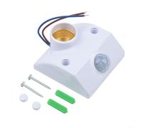 E27 Motion Sensor Light Bulb Holder PIR Infrared Detector Socket for LED Bulbs AC110-240V White Wall Mount(B)