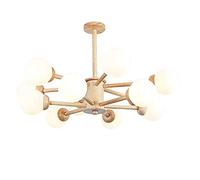 E27 Nordic Glass Ball Chandelier,Wooden Sputnik During Light Industrial Modern Ceiling Light Fixture With Handblown Glass Lampshade,Magic Bean Chandelier,Molecular Light