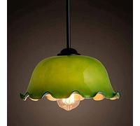 E27 Pendant Lamp, Traditional Antique Banker Nostalgic Green Lace Wave Single Head Green Glass Pendant Light, Creative Living Room Cafe Bar Decoration Chandelier Change for The Better