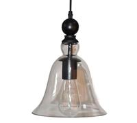 E27 Pendant Lights Matte Black Iron Pendant Lamp Bell Clear Glass Ceiling Hanging Lamp Fixture 1-Light,with Adjustable Cord,for Kitchen Island Dining Room Bedroom, Size