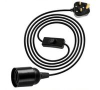 E27 Plug in Pendant Light, 1.8m(5.9ft) Lamp Cable Plug in Ceiling Light, 2 Core Cable Plug with On/Off Switch with 13A Fuse, Pendant Light Ceiling Lighting Fitting for Creating an Atmosphere, Black