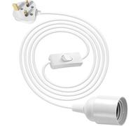 E27 Plug in Pendant Light, 2 Core Cable Plug with On/Off Switch with 13A Fuse 1.8m(5.9ft) Lamp Cable Plug in Ceiling Light, Pendant Light Ceiling Lighting Fitting for Creating an Atmosphere, White