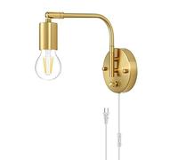 E27 Plug in Wall Light Dimmable with Switch, Adjustable d Metal Bedside Wall Reading Lamp with Cord, Indoor Retro Industrial Lamp for Living Room, Bedroom, Office,1pack