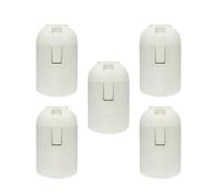 E27 Screw Light Bulb Holder 5 Pack, Heat Resistant White Plastic Lamp Socket Adapter for LED, CFL Incandescent Bulbs, Durable ES Light Fitting for Home & DIY Use