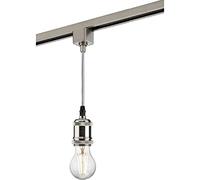E27 Single Circuit Track Light Pendant - Vintage Retro Style Bedroom Kitchen Bar Decorative Lighting Lamp Holder (Brushed Chrome)