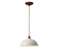 E27 Single Head Hanging Light, Half Round White Iron Art, Ceiling Pendant Lamp, Metal Lamp Shade, Lighting Fixture for Restaurant Bar