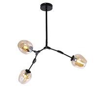 E27 Sputnik Chandelier Chandelier Mid Century During Lighting Adjustable Ceiling Light Fixture for y Bar Kitchen Dining Room-Amber lampshade 3 Head