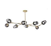 E27 Sputnik Molecule Chandeliers, Nordic Adjustable Branch Glass Pendant Light Creative Iron Chandelier-Transparent 9-Lights Needed Times