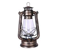 E27 Table Lamp Electric Lantern Desk Lamp for Bedrooms, 15 Inches Tall with Large Hurricane Glass Edison Style Vintage Bulb Rustic Rust Finish (Color : Metallic)