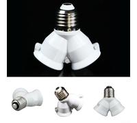 E27 to 2x E27 Lamp Socket Splitter, Bulb Adapter Converter Base for Ceiling Light Holder, Y Shape 2 Head Extension for Home Studio