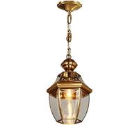 E27 Vintage Copper Antique Ceiling Lantern - LED Brass Pendant Light Fixture Glass Chandelier for Living Room Bar Corridor & Garden - Stylish Hanging Lamp for Home Decor
