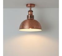LEDSone Vintage Copper Hammered Semi Flush Mount Ceiling Light with 26cm Dome Shade Industrial E27 Base Holder Ceiling Lighting Fixtures for Kitchen Dining Room Bedroom Or Hallway