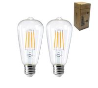 E27 Vintage Edison LED Light Bulbs, 4W Energy Saving ST64 LED Filament Light Bulbs Clear Glass 2700k Warm White E27 Squirrel Cage Retro Edison Screw Bulbs, 40W Equivalent, Non Dimmable, 2Pack
