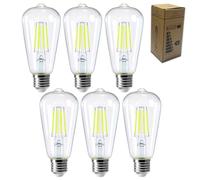 E27 Vintage Edison LED Light Bulbs, 4W Energy Saving ST64 LED Filament Light Bulbs Clear Glass 6000k Cool White E27 Squirrel Cage Retro Edison Screw Bulbs, 40W Equivalent, Non Dimmable, 6Pack