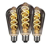 E27 Vintage Edison Light Bulbs, 6W E27, Vintage LED Dimmable Light Bulbs, ST64, Retro LED Lamp, Warm White, 2700K, Ideal for Nostalgic and Retro Lighting in Home, Coffee, Pack of 3 [Energy Class A]