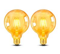 E27 Vintage Edison Screw Light Bulb, G95 LED 4W Equivalent to 40W Incandescent, Amber Warm White 2200K, 400LM, Non-dimmable, LED Filament Bulb, Globe Bulbs, Retro Decorative Light Bulb, 2 Pack